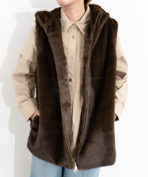 MIDVEIN（ミッドヴェイン）の「ECO FUR VEST（その他アウター・レディース・ブラウン/ブラック/ベージュ・FREE）」の3枚目の写真
