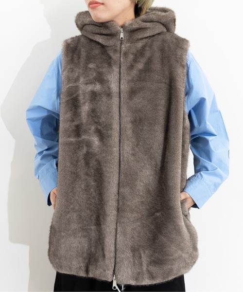 MIDVEIN（ミッドヴェイン）の「ECO FUR VEST（その他アウター・レディース・ブラウン/ブラック/ベージュ・FREE）」の6枚目の写真