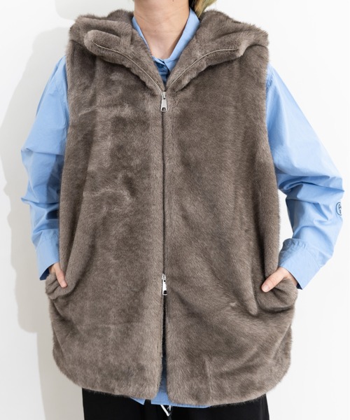 MIDVEIN（ミッドヴェイン）の「ECO FUR VEST（その他アウター・レディース・ブラウン/ブラック/ベージュ・FREE）」の8枚目の写真