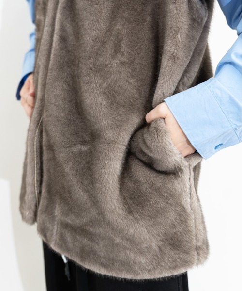 MIDVEIN（ミッドヴェイン）の「ECO FUR VEST（その他アウター・レディース・ブラウン/ブラック/ベージュ・FREE）」の9枚目の写真