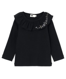 KP | 音符刺シュウ フリル衿フライス微起毛長袖Tシャツ(Tシャツ/カットソー)
