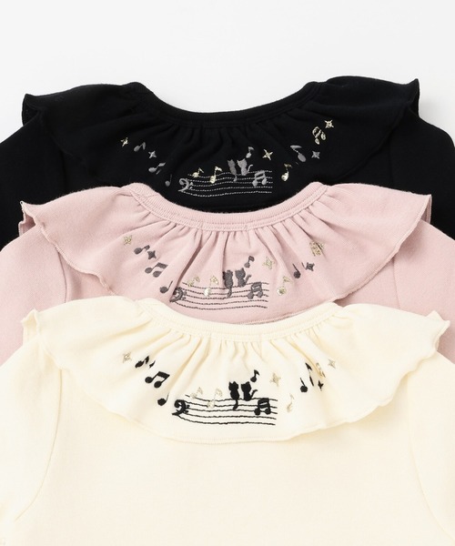 KP（ケーピー）の「音符刺シュウ フリル衿フライス微起毛長袖Tシャツ（Tシャツ/カットソー・キッズ・ピンク/オフホワイト/ブラック・130cm/90cm/100cm/110cm/120cm/80ｃｍ）」の8枚目の写真