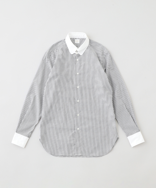 EDIFICE(エディフィス)の「D.SHORT ROUND TAB クレリック ストライプ(シャツ/ブラウス・メンズ・ブラック系その他・41/40/39/38/37)」の2枚目の写真