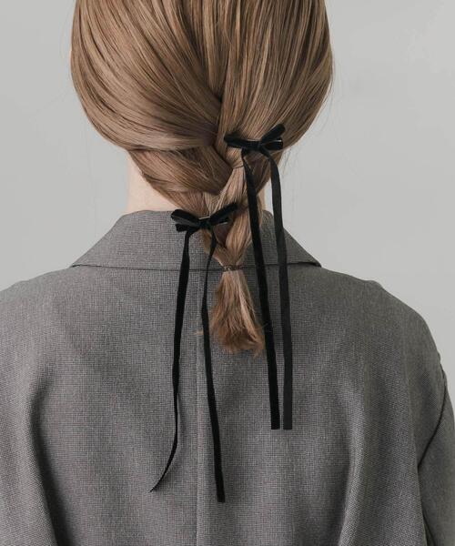 SMELLY（スメリー）の「ベロアリボン2セットヘアピン（バレッタ/ヘアクリップ・レディース・ブラック・-）」の3枚目の写真