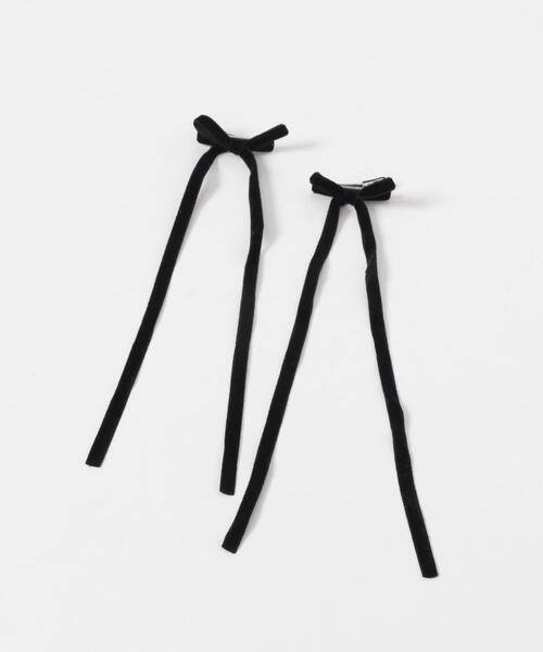 SMELLY（スメリー）の「ベロアリボン2セットヘアピン（バレッタ/ヘアクリップ・レディース・ブラック・-）」の7枚目の写真