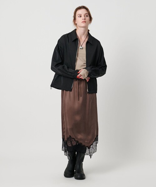 ASTRAET(アストラット)の「<ASTRAET>ナイロン スソドローコード ジップブルゾン(シャツ/ブラウス・レディース・ブラック/ダークブラウン・FREE)」の18枚目の写真