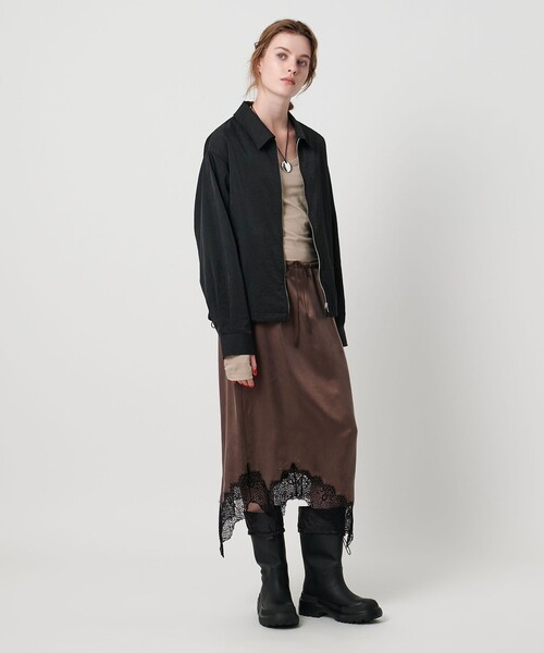 ASTRAET(アストラット)の「<ASTRAET>ナイロン スソドローコード ジップブルゾン(シャツ/ブラウス・レディース・ブラック/ダークブラウン・FREE)」の19枚目の写真