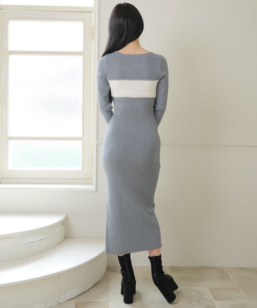 LIPSERVICE(リップサービス)の「デコルテオープンバイカラーリボンニットワンピース(ワンピース・レディース・ブラック/ベージュ・M/S)」の12枚目の写真