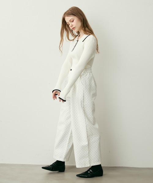 Clum(クルム)の「ポロカラーボタンダウン配色リブニットトップス(ニット/セーター・レディース・ホワイト/ブラック・FREE)」の19枚目の写真