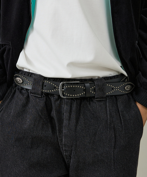 ABAHOUSE（アバハウス）の「【ウエスタン コンチョ スタッズ ベルト】Concho Studded Belt /ヴィンテージライク/ユニセックス（ベルト・メンズ・キャメル/ダークブラウン/ブラック・フリー）」の4枚目の写真