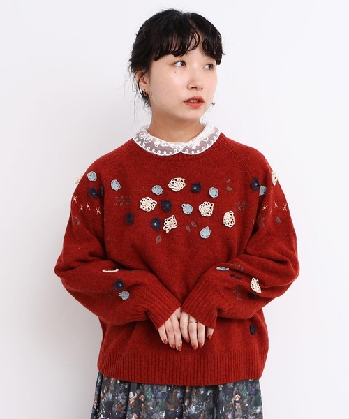 l'atelier du savon(アトリエドサボン)の「●いちごのコード刺繍 重なる衿ブラウス(シャツ/ブラウス・レディース・グレー/ピンク/ホワイト/ブラック・FREE)」の9枚目の写真