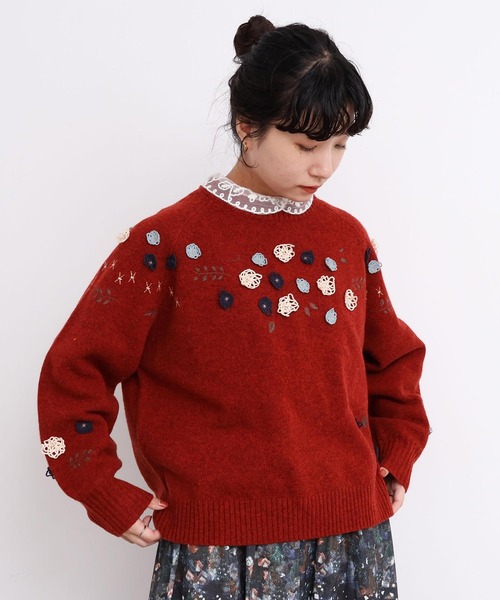 l'atelier du savon(アトリエドサボン)の「●いちごのコード刺繍 重なる衿ブラウス(シャツ/ブラウス・レディース・グレー/ピンク/ホワイト/ブラック・FREE)」の10枚目の写真