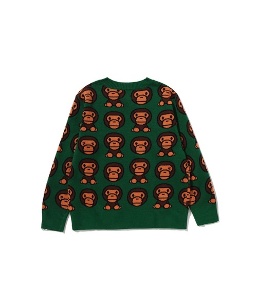 A BATHING APE（アベイシングエイプ）の「BABY MILO PATTERN KNIT SWEATER（ニット/セーター・キッズ・グリーン/ピンク/イエロー・130/120/110/140/100）」の9枚目の写真