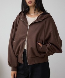 フェイクスエードフーディブルゾン　冬服　秋服　ジップパーカー系
