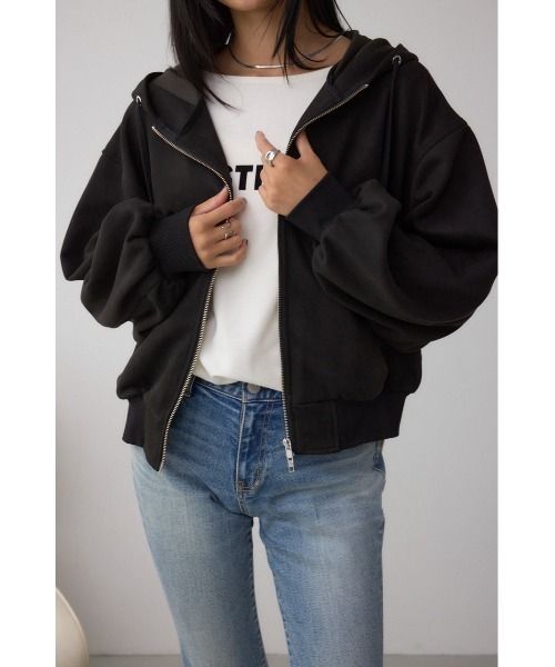 AZUL by moussy（アズールバイマウジー）の「フェイクスエードフーディブルゾン　冬服　秋服　ジップパーカー系（ブルゾン・レディース・アイボリー/ブラック/ブラウン・FREE）」の18枚目の写真