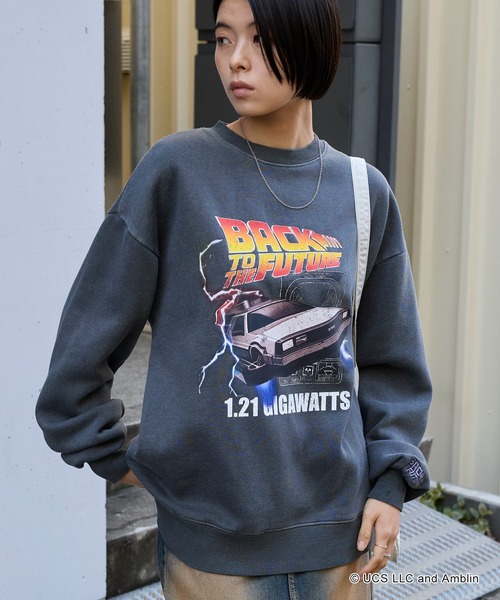 MONO-MART(モノマート)の「【BACK TO THE FUTURE / JAWS 】別注 バック・トゥ・ザ・フューチャー ジョーズ ピグメント加工 ヴィンテージライク ビッグシルエット スウェット プルオーバー(スウェット・レディース・オートミール/ブラック/グレー系/ブラック系/ネイビー・M/L)」の14枚目の写真