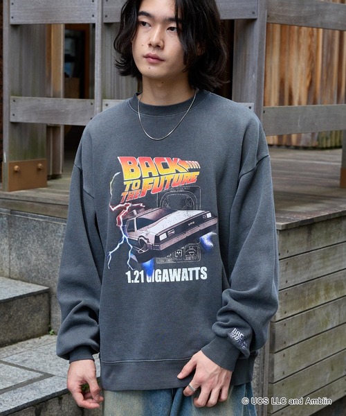 MONO-MART(モノマート)の「【BACK TO THE FUTURE / JAWS 】別注 バック・トゥ・ザ・フューチャー ジョーズ ピグメント加工 ヴィンテージライク ビッグシルエット スウェット プルオーバー(スウェット・レディース・オートミール/ブラック/グレー系/ブラック系/ネイビー・M/L)」の6枚目の写真