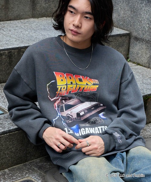 MONO-MART(モノマート)の「【BACK TO THE FUTURE / JAWS 】別注 バック・トゥ・ザ・フューチャー ジョーズ ピグメント加工 ヴィンテージライク ビッグシルエット スウェット プルオーバー(スウェット・レディース・オートミール/ブラック/グレー系/ブラック系/ネイビー・M/L)」の8枚目の写真