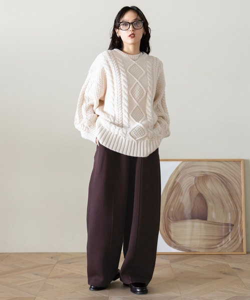 RAGEBLUE（レイジブルー）の「ポンチスウェットワイドパンツ（スウェットパンツ・レディース・ダークブラウン/グレー系その他・FREE）」の8枚目の写真