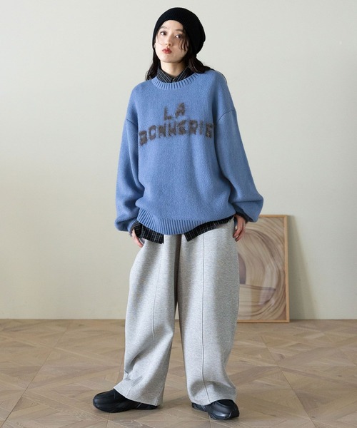 RAGEBLUE（レイジブルー）の「ポンチスウェットワイドパンツ（スウェットパンツ・レディース・ダークブラウン/グレー系その他・FREE）」の5枚目の写真