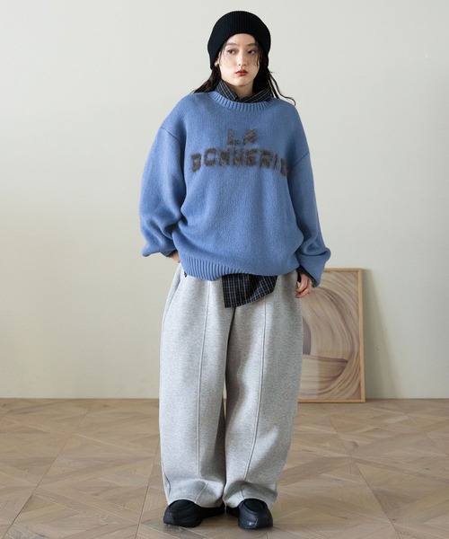 RAGEBLUE（レイジブルー）の「ポンチスウェットワイドパンツ（スウェットパンツ・レディース・ダークブラウン/グレー系その他・FREE）」の4枚目の写真