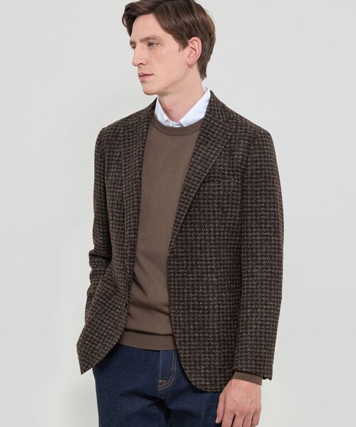 MACKINTOSH LONDON(マッキントッシュ ロンドン)の「【FLEX JERSEY】【ROMA/ローマ】ハウンドトゥースジャケット(テーラードジャケット・メンズ・ダークブラウン・38/40/42)」の1枚目の写真