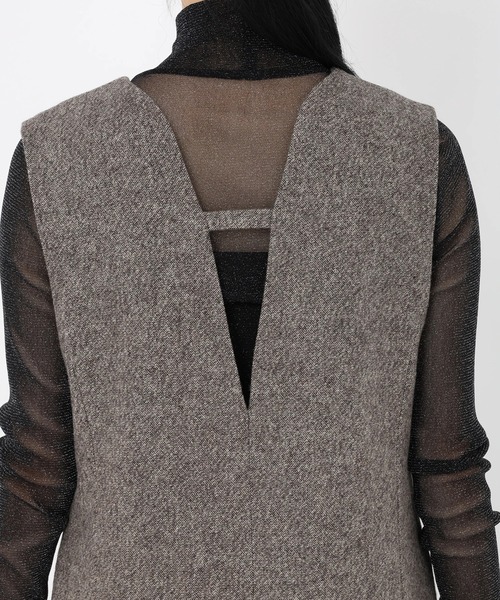 STRAWBERRY-FIELDS(ストロベリーフィールズ)の「ホームスパンラメツイード_Vネックジャンパースカート(ジャンパースカート・レディース・ブラック/ライトグレー/ダークブラウン・2)」の14枚目の写真