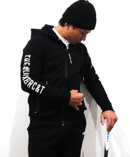 LUXE/R GOLF(ラグジュ ゴルフ)の「(RM)【LUXE/R GOLF】スウェット×フリース スタンド ZIPパーカー(パーカー・メンズ・ブラック/ライトグレー/オフホワイト・M/L/XL)」の12枚目の写真
