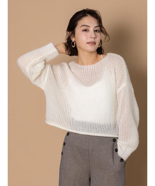 Te chichi(テチチ)の「キャットヤーンメッシュニット(ニット/セーター・レディース・オフホワイト/ブルー/グレー・F)」の2枚目の写真