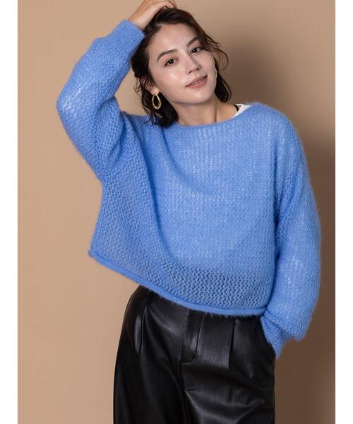 Te chichi(テチチ)の「キャットヤーンメッシュニット(ニット/セーター・レディース・オフホワイト/ブルー/グレー・F)」の1枚目の写真