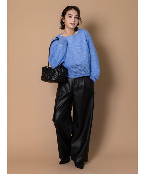 Te chichi(テチチ)の「キャットヤーンメッシュニット(ニット/セーター・レディース・オフホワイト/ブルー/グレー・F)」の4枚目の写真