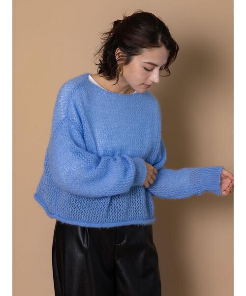 Te chichi(テチチ)の「キャットヤーンメッシュニット(ニット/セーター・レディース・オフホワイト/ブルー/グレー・F)」の11枚目の写真