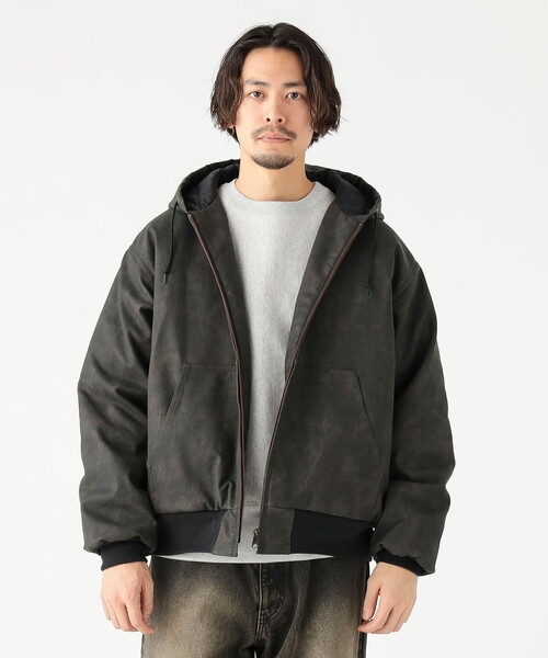 B:MING by BEAMS(ビーミングバイビームス)の「フェイク レザー ジップ パーカー(ユニセックス)(ブルゾン・メンズ・ブラック/ブラウン・S/M/L/XL)」の2枚目の写真