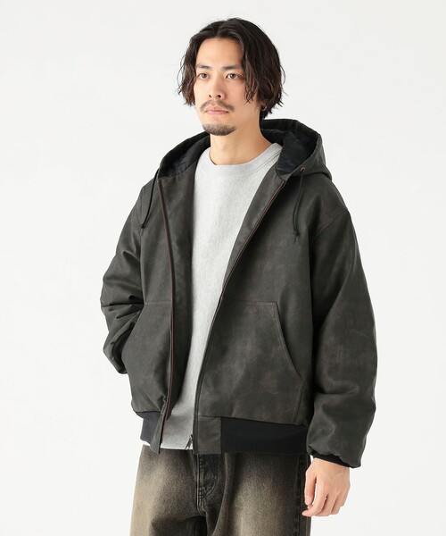 B:MING by BEAMS(ビーミングバイビームス)の「フェイク レザー ジップ パーカー(ユニセックス)(ブルゾン・メンズ・ブラック/ブラウン・S/M/L/XL)」の4枚目の写真