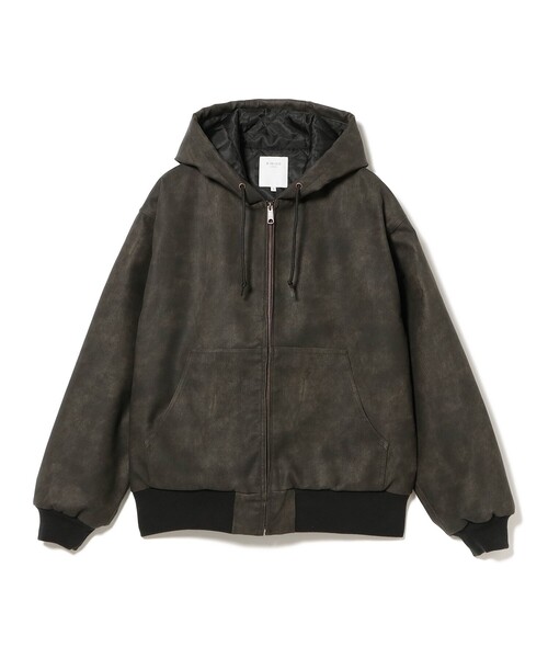 B:MING by BEAMS(ビーミングバイビームス)の「フェイク レザー ジップ パーカー(ユニセックス)(ブルゾン・メンズ・ブラック/ブラウン・S/M/L/XL)」の7枚目の写真