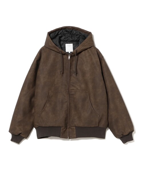 B:MING by BEAMS(ビーミングバイビームス)の「フェイク レザー ジップ パーカー(ユニセックス)(ブルゾン・メンズ・ブラック/ブラウン・S/M/L/XL)」の11枚目の写真