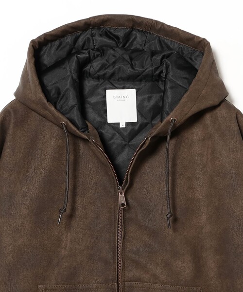 B:MING by BEAMS(ビーミングバイビームス)の「フェイク レザー ジップ パーカー(ユニセックス)(ブルゾン・メンズ・ブラック/ブラウン・S/M/L/XL)」の12枚目の写真