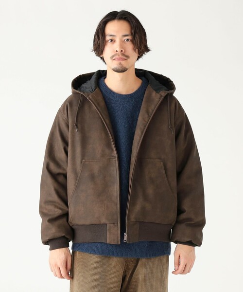 B:MING by BEAMS(ビーミングバイビームス)の「フェイク レザー ジップ パーカー(ユニセックス)(ブルゾン・メンズ・ブラウン/ブラック・S/M/L/XL)」の19枚目の写真