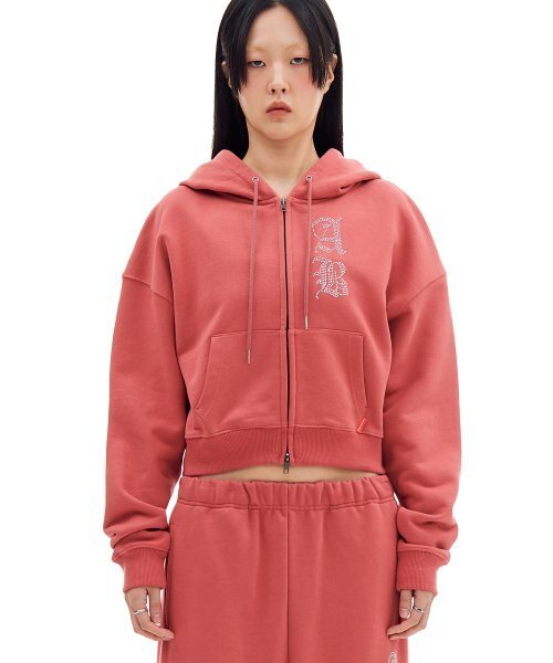 セール】AB CROP HOOD ZIP-UP (DUSTY PINK)（パーカー）｜ARCHIVE BOLD