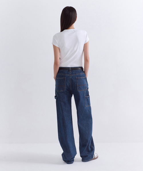 MUSINSA STANDARD WOMAN（ムシンサスタンダードウーマン）の「ウィメンズデニムダブルニーカーペンターパンツ [ミディアムインディゴ]（デニムパンツ・レディース・その他・30/24/25/26/27/28/29）」の2枚目の写真