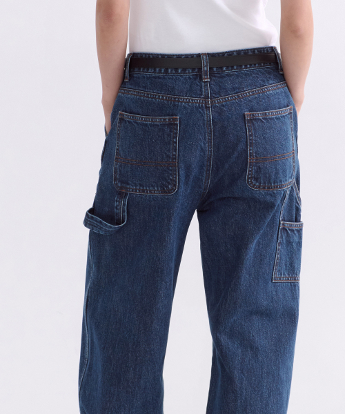 MUSINSA STANDARD WOMAN（ムシンサスタンダードウーマン）の「ウィメンズデニムダブルニーカーペンターパンツ [ミディアムインディゴ]（デニムパンツ・レディース・その他・30/24/25/26/27/28/29）」の5枚目の写真