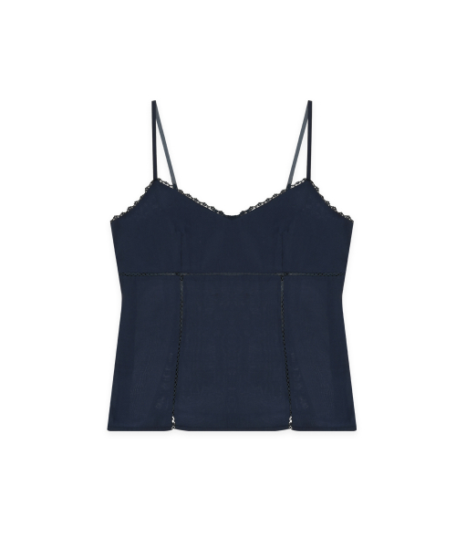 SINOON(シヌーン)の「V-Neck Lace Silky Sleeveless (Navy)(Tシャツ/カットソー・レディース・ネイビー・FREE)」の4枚目の写真