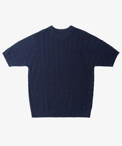 TOFFEE(トフィー)の「クラシックケーブルラウンドネックハーフニット(ネイビー)(ニット/セーター・メンズ・その他・MEDIUM/LARGE/X-LARGE)」の3枚目の写真