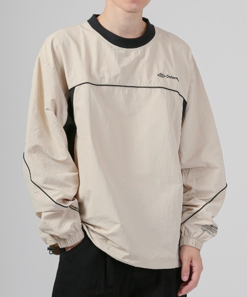LUXSTYLE(ラグスタイル)の「バルーンスリーブ切替ナイロンプルオーバー(Tシャツ/カットソー・メンズ・ブラック/カーキ/ベージュ・M/L/XL)」の2枚目の写真