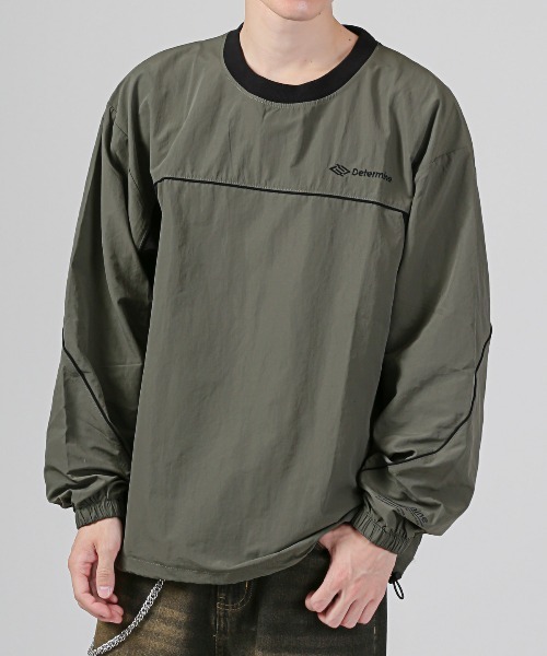 LUXSTYLE(ラグスタイル)の「バルーンスリーブ切替ナイロンプルオーバー(Tシャツ/カットソー・メンズ・ブラック/カーキ/ベージュ・M/L/XL)」の3枚目の写真