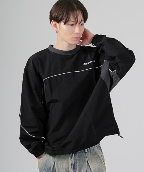 LUXSTYLE(ラグスタイル)の「バルーンスリーブ切替ナイロンプルオーバー(Tシャツ/カットソー・メンズ・ブラック/カーキ/ベージュ・M/L/XL)」の4枚目の写真