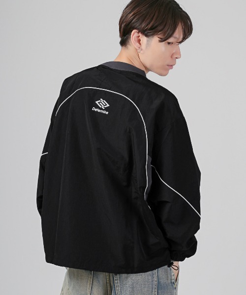 LUXSTYLE(ラグスタイル)の「バルーンスリーブ切替ナイロンプルオーバー(Tシャツ/カットソー・メンズ・ブラック/カーキ/ベージュ・M/L/XL)」の5枚目の写真