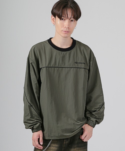 LUXSTYLE(ラグスタイル)の「バルーンスリーブ切替ナイロンプルオーバー(Tシャツ/カットソー・メンズ・ブラック/カーキ/ベージュ・M/L/XL)」の7枚目の写真
