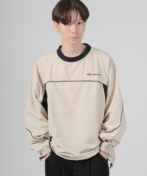 LUXSTYLE(ラグスタイル)の「バルーンスリーブ切替ナイロンプルオーバー(Tシャツ/カットソー・メンズ・ブラック/カーキ/ベージュ・M/L/XL)」の10枚目の写真