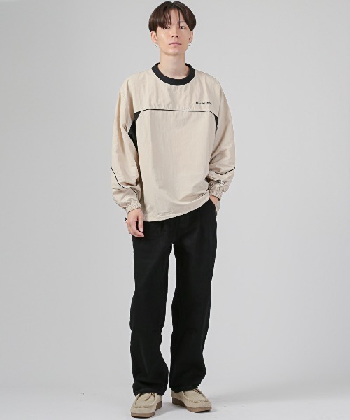 LUXSTYLE(ラグスタイル)の「バルーンスリーブ切替ナイロンプルオーバー(Tシャツ/カットソー・メンズ・ブラック/カーキ/ベージュ・M/L/XL)」の12枚目の写真